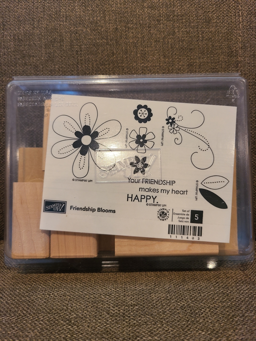 Stampin' Up - Rubber Stamp Set - "Friendship Blooms" - New Set - 5 Stamps